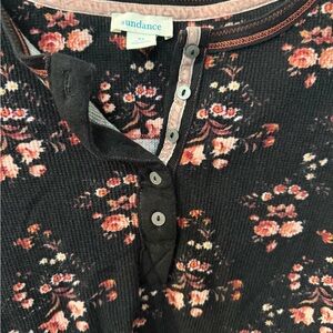Sundance Black and Pink Floral Henley